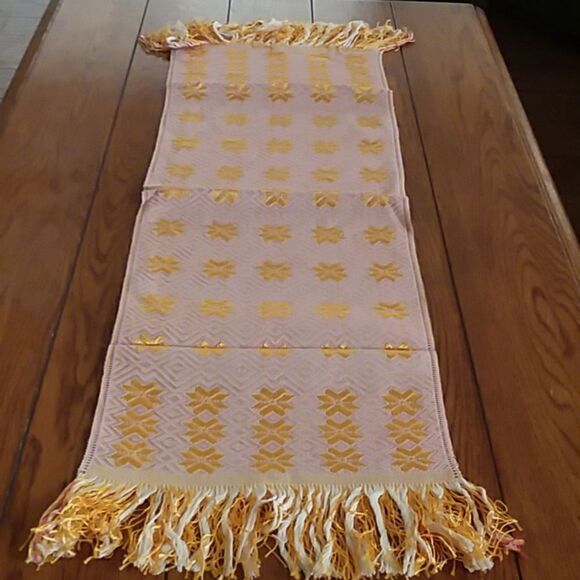 Lithuanian woven gold And White table runner New Without Tag - Picture 4 of 6